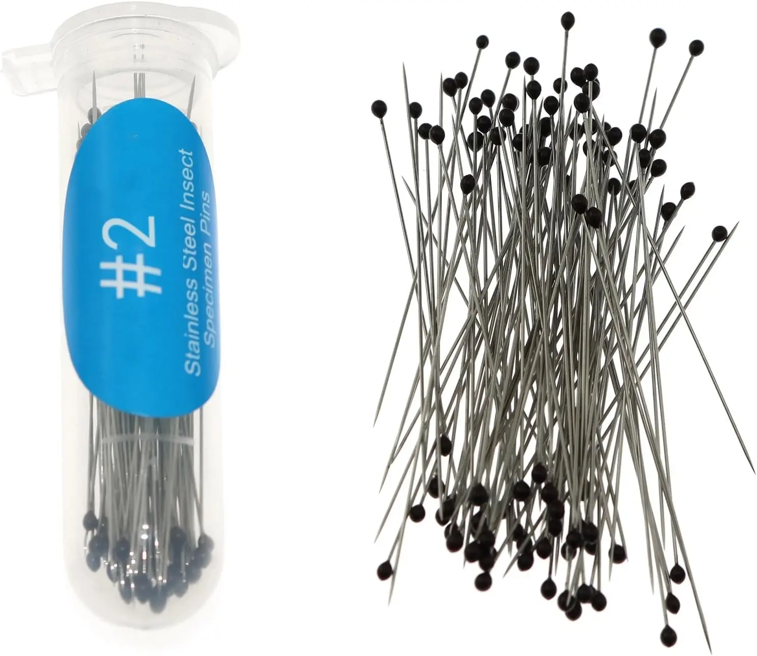 100 Pieces/Can 40mm 2# Stainless Steel Pins for Entomology, Dissection and Butterfly Collections