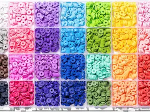 3500 Pcs Clay Beads Kit for Bracelets Making, Flat Round Polymer Spacer heishi Clay Beads for Craft and Jewelry Making