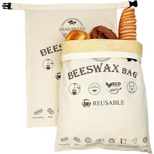 Reusable XL Beeswax Bread Bags for Sourdough, 2 Pack (13x17in) - Eco-Friendly Fresh Food Storage, Moisture Lock for Sustainable Homemade Bread Preservation