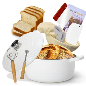 Enameled Cast Iron Dutch Oven with Proofing Basket, Non-Stick Ovenproof Casserole Pot  for Braising, Stews, Roasting & Bread Baking 5Litres-26cm