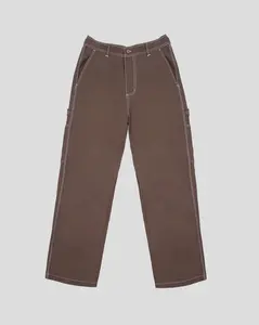 Brooklyn Cloth Back Elastic Waist Canvas Pant, 100% Cotton Canvas Pants with Back Elastic Waist and Functional Side Back Pockets, Chestnut, Small to Large