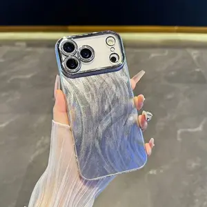 Luxury Feather Yarn iPhone Case for 17/16/15/14/13/12/X Series | Electroplated Frame Glitter Lens Protector Shockproof Soft Cover Fashion iPhone Case Perfect Gift for Her/Him