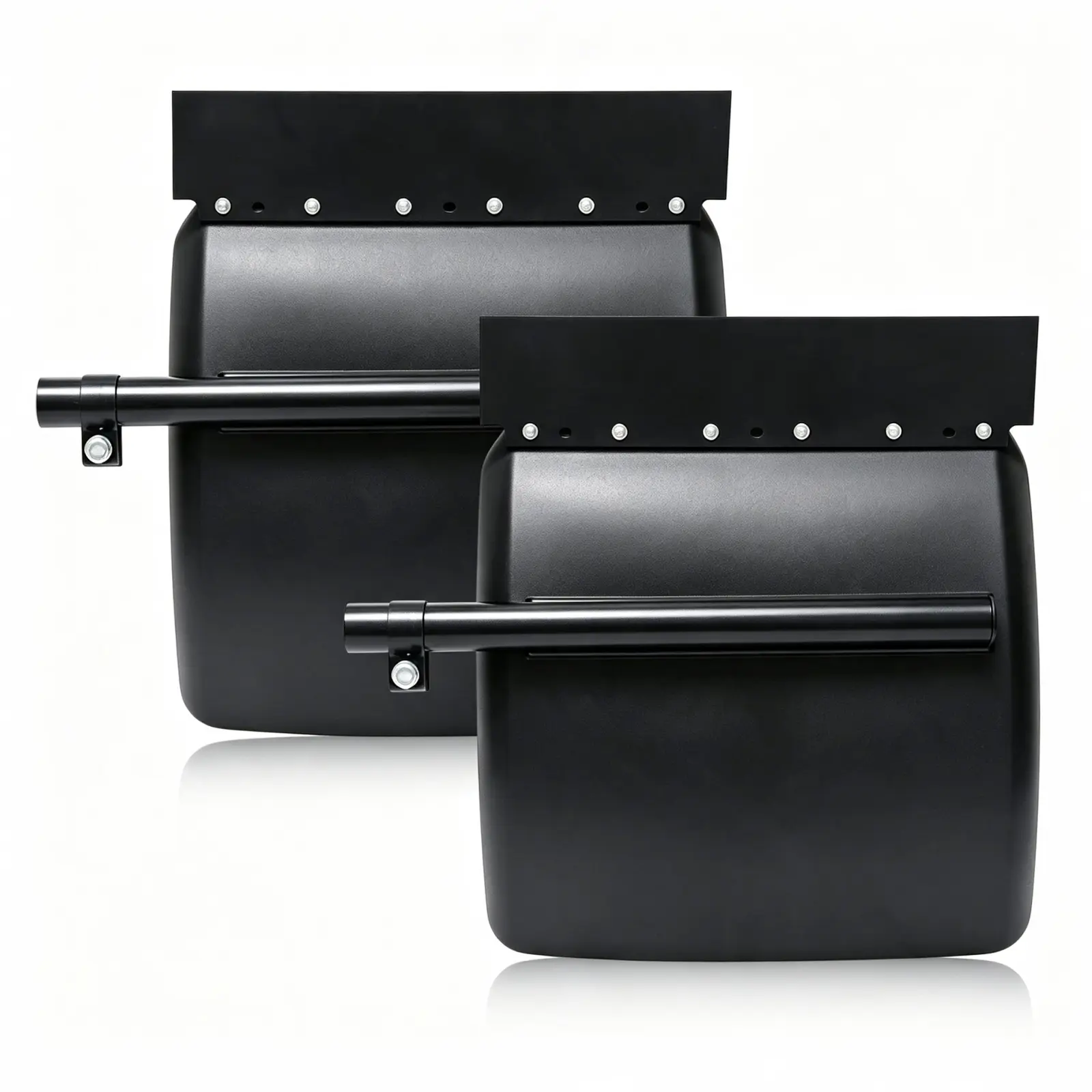 Black Poly Quarter Fender Set - 2pcs 24x24in Durable Auto Accessories Splash Guard Pair with Brackets for Freightliner, Volvo VNL, Kenworth Semi Truck Vehicle Parts