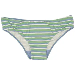 Blue and Green Striped Modal Bikini with Ruching