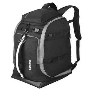 fathersdaygift VEVOR Ski Boot Bag, 65L, Snowboard Boots Travel Backpack for Men Women, with Waterproof Exterior Bottom, Durable 1680D Oxford, Bag for Skis, Snowboard, Helmet, Goggles, Gloves, Accessories (Black).