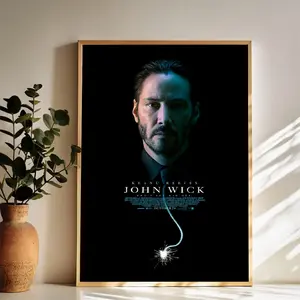 John Wick Ticking Timebomb of Fury Wall Art Vintage Black and White Art Posters Funky Aesthetic Canvas Prints Retro Bar Cart Decor for Bar Bedroom