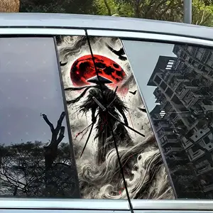 2pc Samurai Backdrop Vinyl Sticker, Car B-Pillar Protection Decal, Easy Peel & Stick, Sunproof Waterproof Scratch-Resistant, All Cars Decor, Car Accessories, Car Decoration