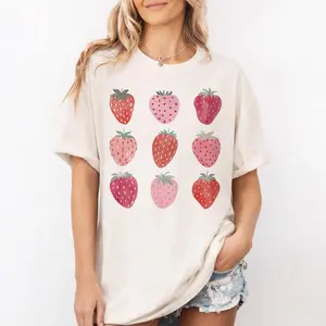 Comfort Colors Strawberry Shirt, Cute Fruit Graphic Tee, Summer Aesthetic Shirt, Gift for Strawberry Lovers