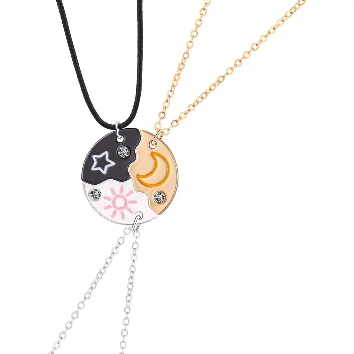Bff Necklace For 3，Weirdo 1 Weirdo 2 Weirdo 3 Necklace Sun Moon and Star Friendship Necklaces For Best Friends Sisters Forever Jewelry Gifts (sun)