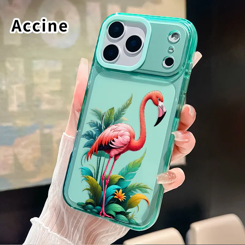 Phone Case for iPhone 17 16 Pro Max 15 Plus 14 13 12 11 Air Flamingo in Foliage Pattern Non-Yellowing Silicone Transparent Drop Protective Cover