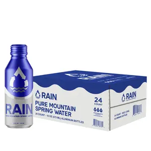 RAIN Pure Mountain Spring Water 24 Pack All Natural Bottled Water Plastic-Free Aluminum Bottled Spring Water Beverage