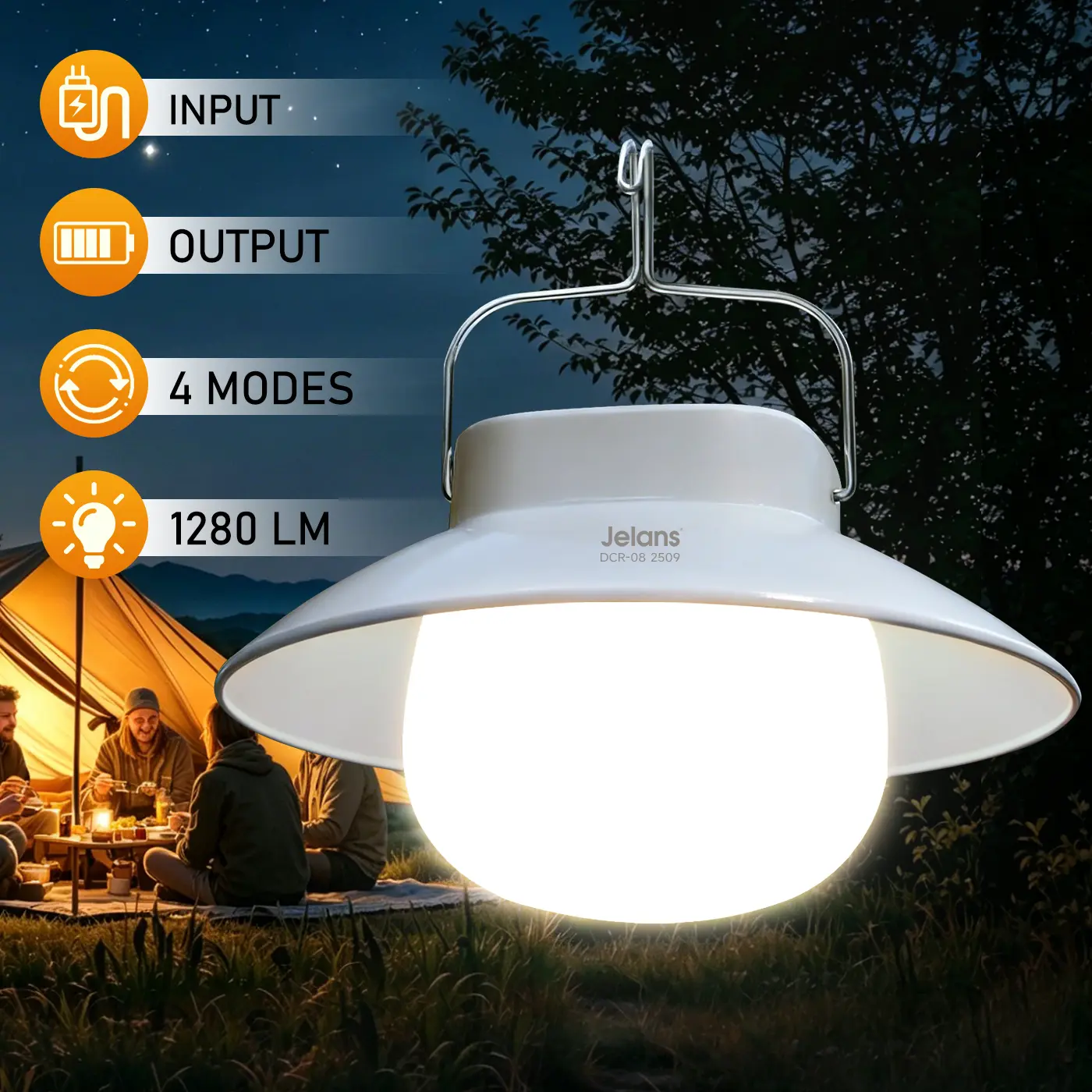 Jelans Rechargeable Straw Hat-Style Camping LED Lantern - Ultra-Bright, Waterproof Hanging Light with Long-Lasting Lithium Batteries, 2 Dimming Settings, Portable Lighting Solutions, Outdoor Lighting Solutions, Blackout Ready
