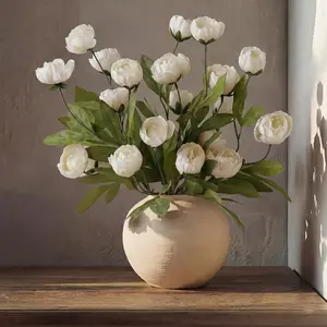 Artificial Peonies Stems Flowers Vintage Faux Peonies Stems Real Look Fake Peony Branches for Vase Filler DIY Bouquet Weeding Registry Centerpieces Bridal Shower Gifts Home Decor, 3/6Pcs