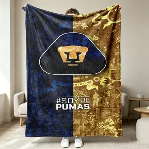 P umas UNAM Aztec Vintage Blanket - Super Soft Cozy Fleece Throw for Couch & Bed, Trendy Mexican Football Crest Blanket, Soy De Pumas Fan Gift
