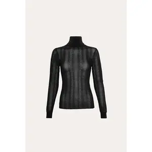 Silk Pointelle Turtleneck Sweater