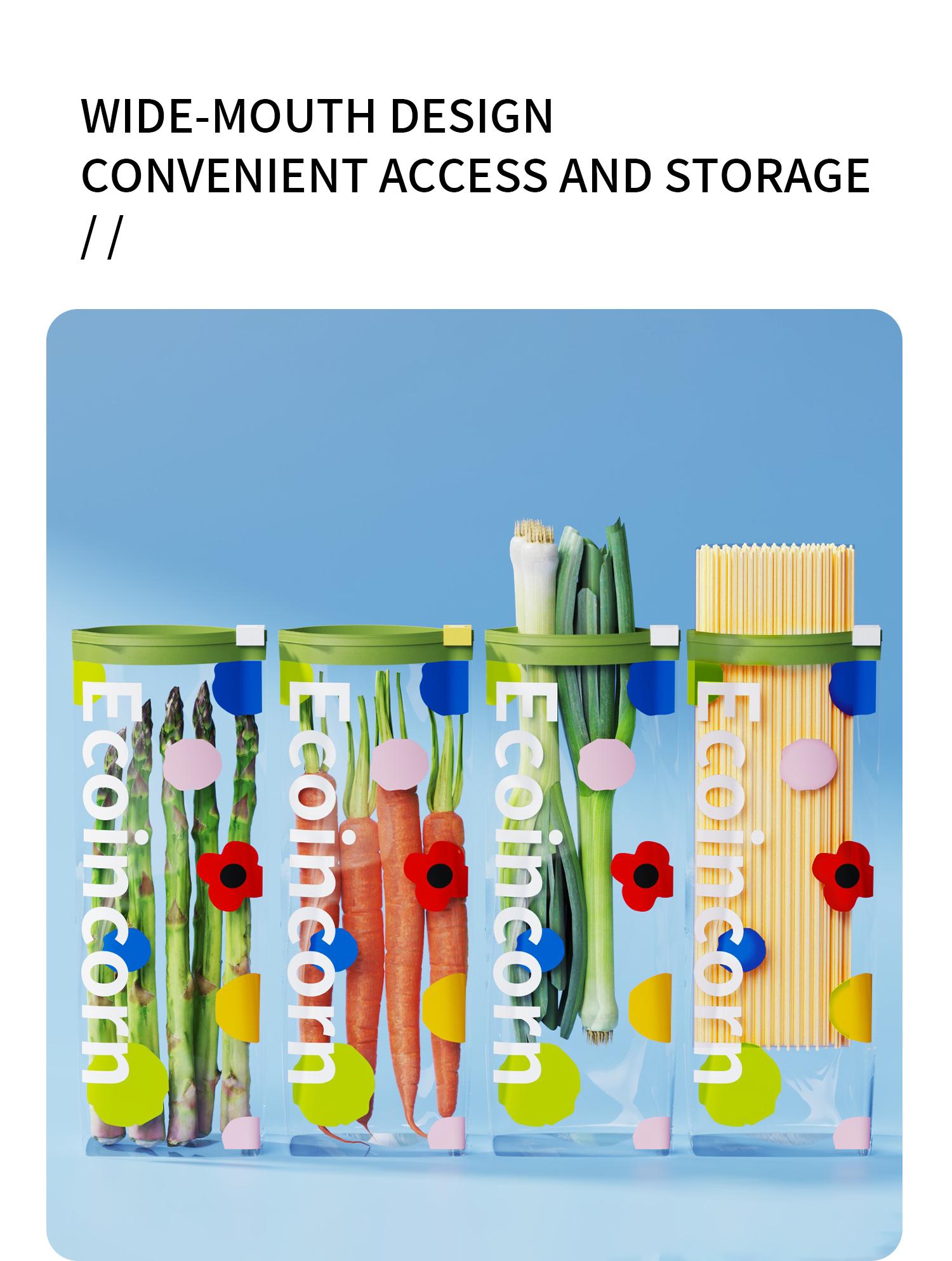 Sealed food storage bag, vertical bottom, easy to fill sandwich and snack bags, storage freezer bag with grip sealing technology, convenient to open and close 65 tubes