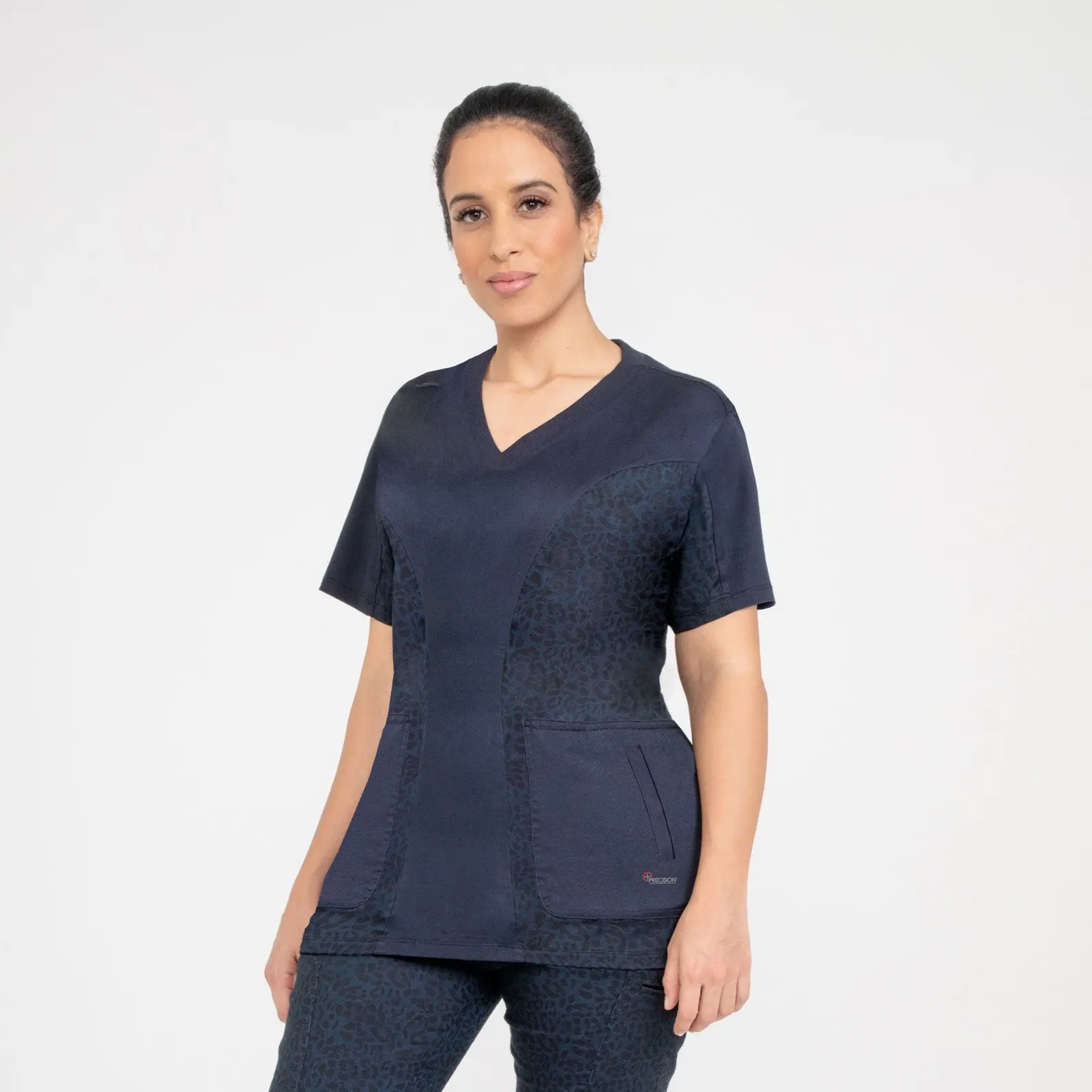 Antimicrobial Scrub Women's Cheetah V-neck Top
