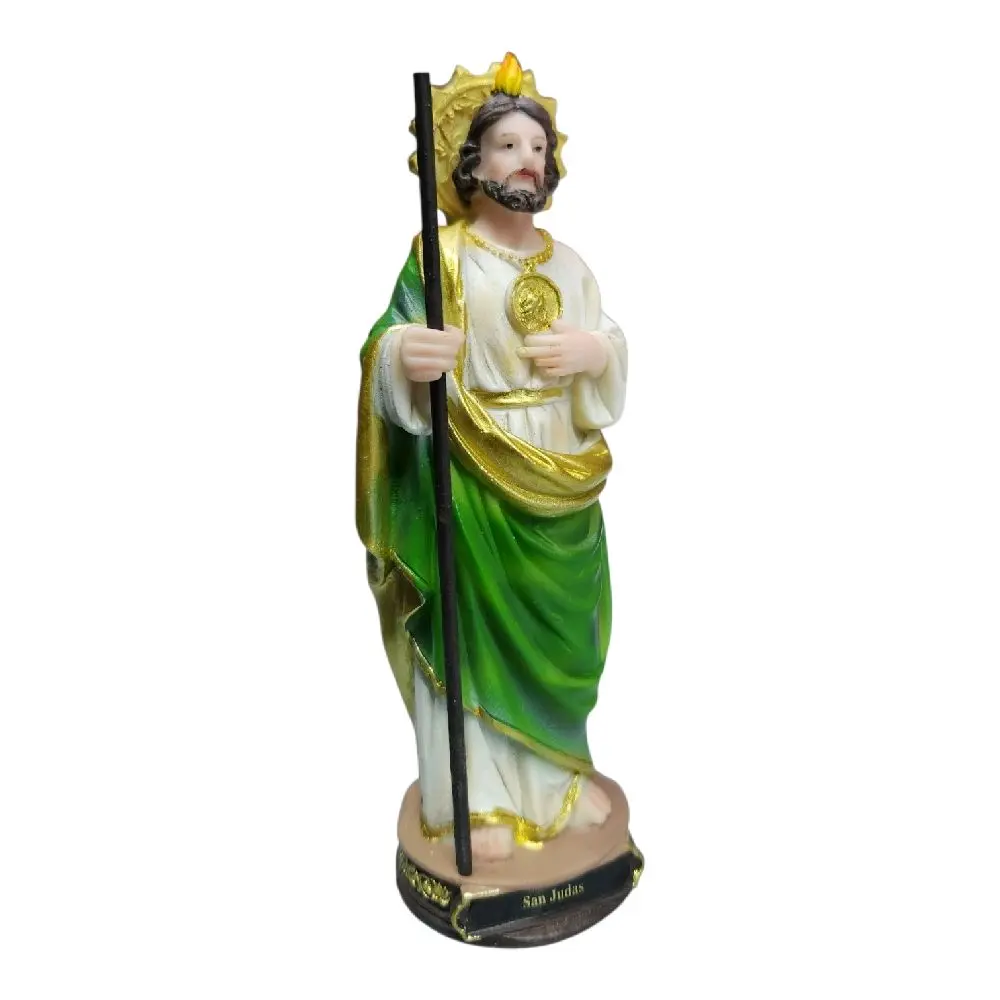 San Judas 5" Inches Tall 20057-5 Small Statue Classic Plain Green and Gold Patrono de los Casos Imposibles Religious Decor Saint Jude patron Ornaments