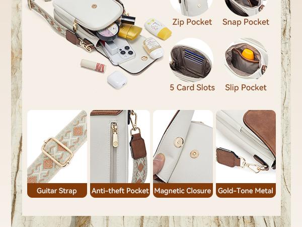 [Valentine's Day Gift] BOSTANTEN Cell Phone Purse Small Crossbody Bags for Women Leather Handbags Phone Wallet with Card Slots Adjustable Strap