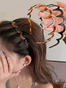 Women's PU Leather Hairband Set, Durable Anti-Slip Design, Plain Pattern, Casual Style, All-Season Use, & Colors