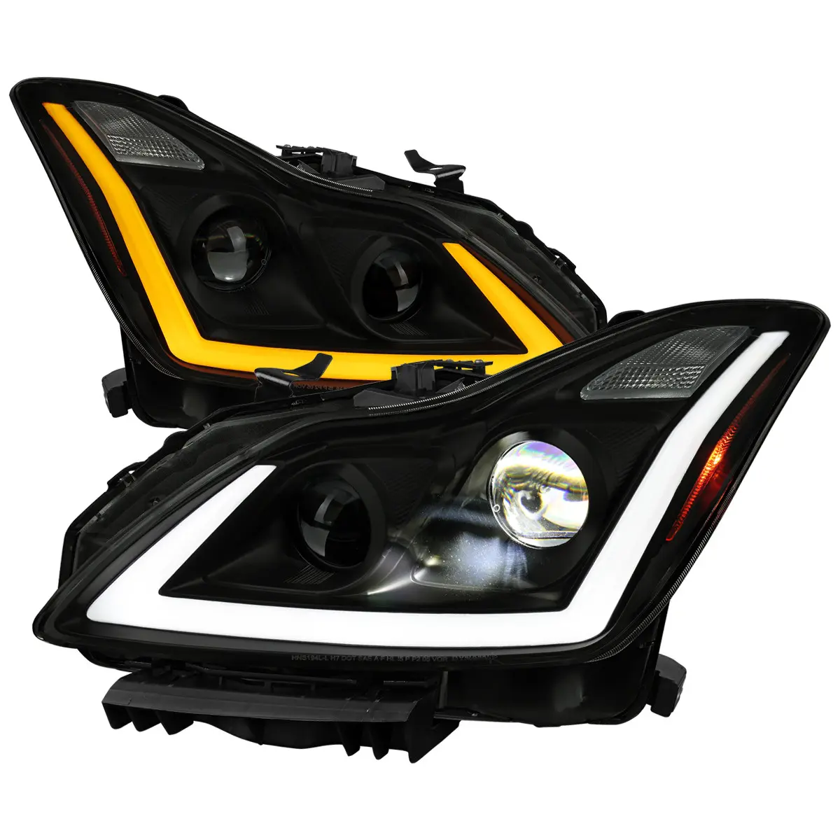 2008-2013 G37 / 2014-2015 Q60 Coupe / Convertible Sequential Switchback LED Turn Signal Full LED Projector Headlights (Matte Black Housing / Smoked Lens)