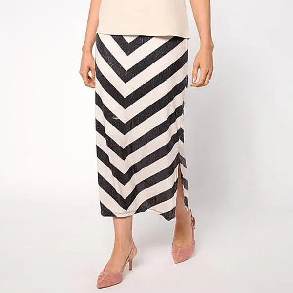G by Giuliana Black Label Knit Sequin Maxi Skirt