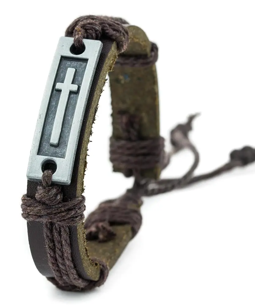 Soul Statement Leather Cross Bracelet for Men & Teens: Cool Christian Gifts for Confirmation & Baptism