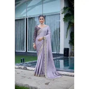 Elegant Satin Chiffon Ready-to-Wear Saree with Embroidered Blouse – Multiple Col