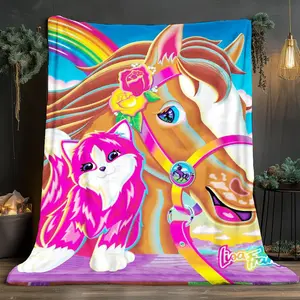 Lisa Frank Unicorn and Cat Print Soft and comfortable home blankets, small throw blankets, nap blankets, perfect Christmas gifts for friends and besties. Super soft heat-pressed blankets. Y25122307