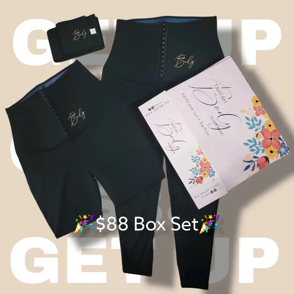 3 Piece box shapewear set waist trainer leggings & shorts Womenswear Neoprene Compression