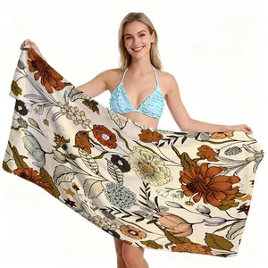 Bohemian Vintage Floral Beach Towel, Hand-painted Ethnic Totem Design, Quick Dry Absorbent Soft Skin-friendly, Ideal for Summer Beach Vacation Pool Party Use