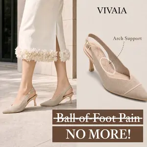 VIVAIA Arch support Heels, Pointed-Toe Slingbacks Heels, Pressure-Relief Insole & Adjustable Strap Comfortable Stilettos Heels, Wedding Shoes, Office Heels, Wedding Heels, Cushioned heels, Elegant Office to Dinner Style (Addison) SpringFresh tiktokshopspr