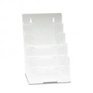212 MAIN 4-Tier Plastic Desktop Booklet Display Rack - Clear, Wall-Mountable Office Filing Organiser