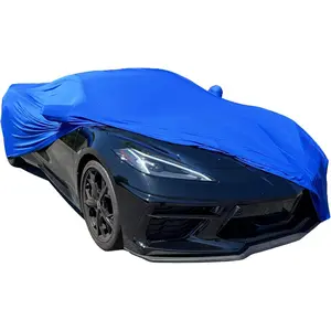 New Indoor Car Cover for Corvette 2020-2023 Stingray Z06 Z51 Blue Spandex Fabric Stretchy Soft Breathable Protective Cover