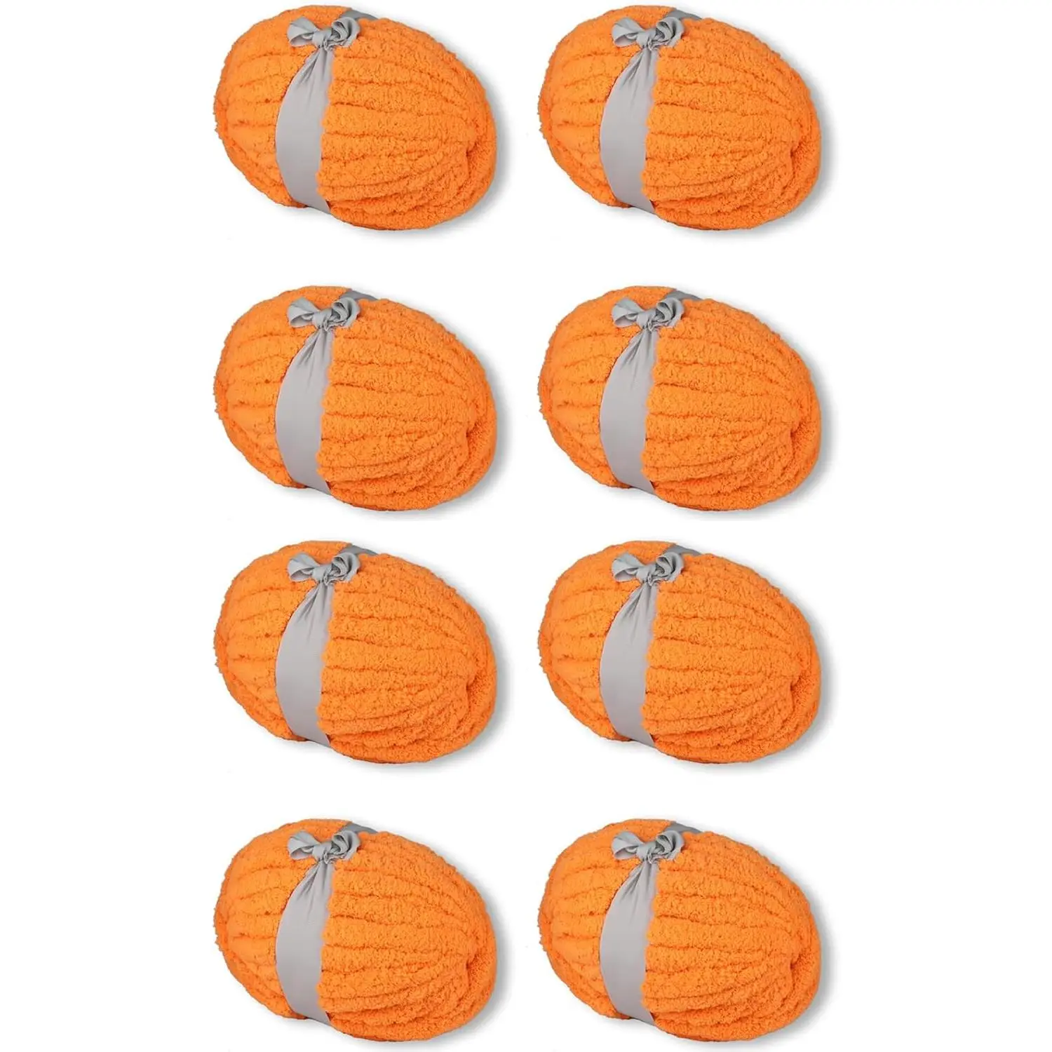 Polyester Orange Chunky Synthetic Chenille Yarn - Soft Texture, Thick, Fluffy, Durable, No Shedding for Crafting Blankets - Arm Knitting, Crochet Projects (8 Pack/4.3 lb, 263yds) | Hand Wash, Do Not Bleach