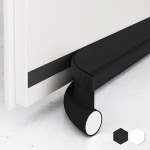 One Side Door Draft Stopper,36.6" Adjustable Door Stoppers for Bottom of Door,Install Quick Door Seal Strips Sweeps Sound Proofing,Blocks Cold Air & Noise|Fit for Exterior/Interior Doors,Black