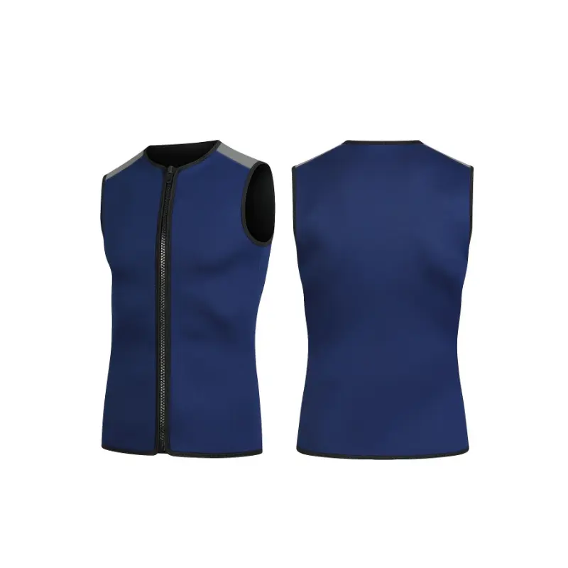 Men's 3mm Neoprene Blend Wetsuit Vest - Sleeveless, Patchwork Look, Front Zipper, Medium Stretch Slim Cut for Snorkeling, Surfing