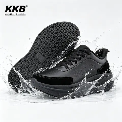 KKB Women's Graphene Leather Round Toe Slip-On Loafers - Flat Shoes, Foam Arch Support, Non-Slip, Waterproof, Ankle-Friendly, Breathable, Easy-to-Clean Footwear for Commuting, Nurse Work Walking