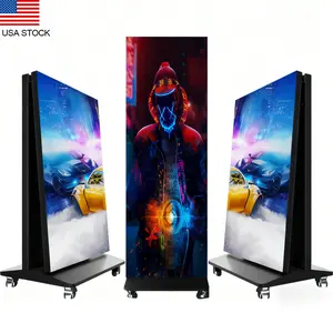 80 Inch LED Digital Signage Display, Foldable Seamless Stitching Kiosk, P1.86 GOB LED Screen Poster With Flight Case Advertising Display With WiFi/USB/HDMI for Events& Rentals| 360SPB Home Cinema Projector Wireless