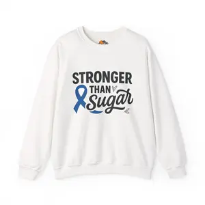 "Stronger Than Sugar" Diabetes Awareness Crewneck Sweatshirt – Blue Ribbon Empowerment Pullover