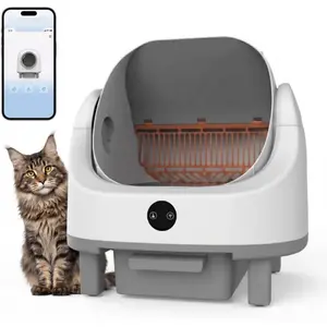 Self Cleaning Cat Litter Box, Open Top Automatic Litter Box for Multiple Cats, 9L Waste Bin with Waterproof Liners, APP Control, Anti-Pinch Safety Protection, Ultra-Quiet Mode,