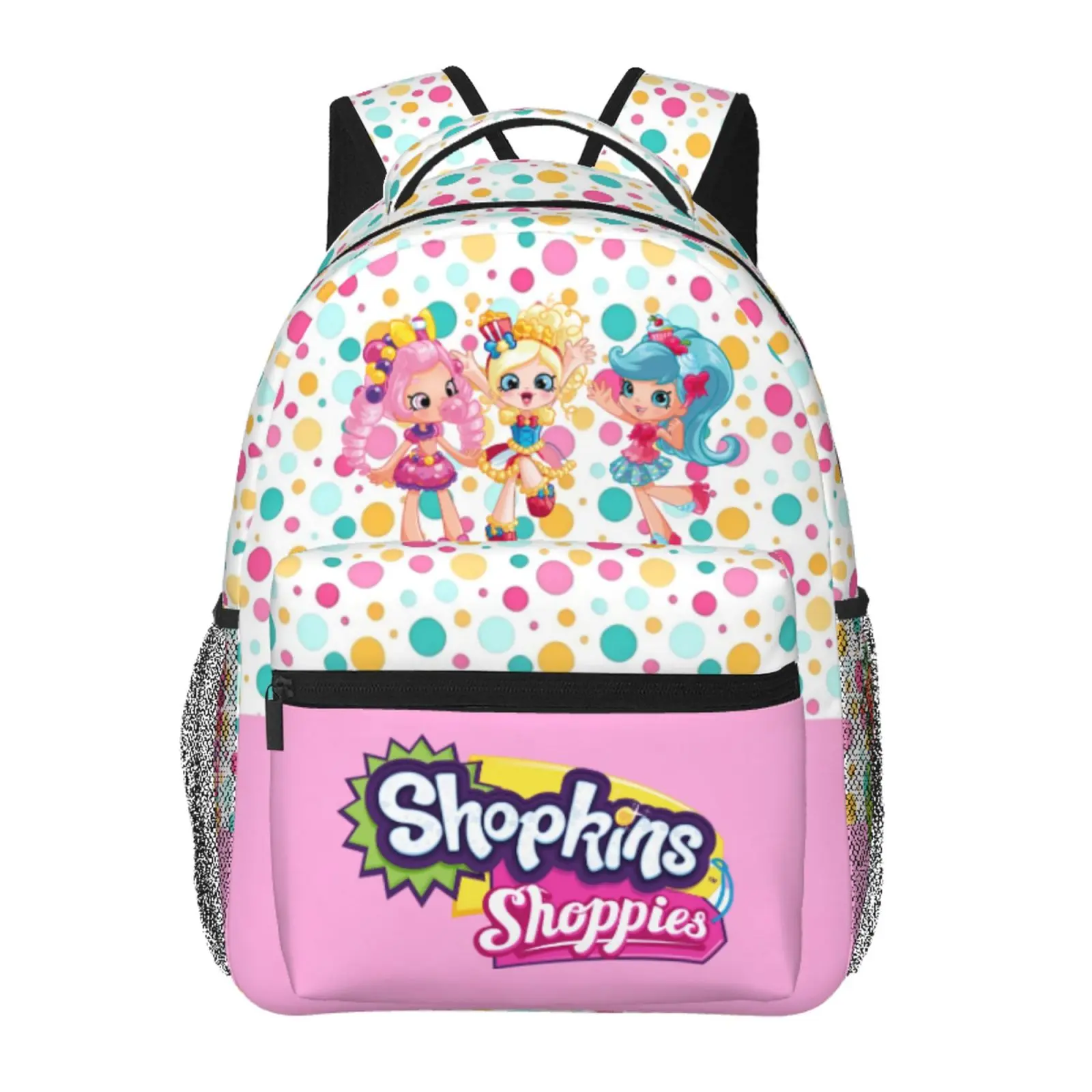 Shopkins Backpack for Travel & Commute, Shopkins cartoon school backpack Shopkins Shoppies casual backpack Zippered Front & Mesh Side Pockets, Padded Straps,back to school supplies