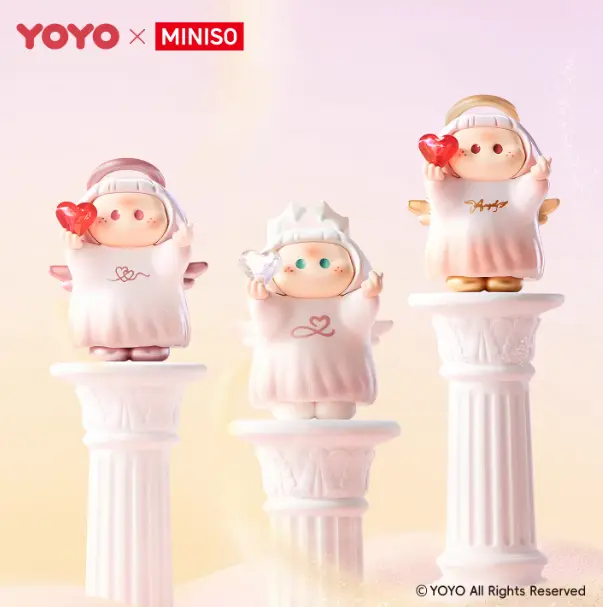 MINISO YOYO Ring Cupid Series PVC Character Iconbox Figurine Blind Box - Blindbags, Valentine Gifts for Kids, Holiday/Birthday Collectible Accessory