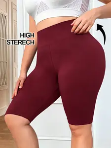 Plus Size Women High Waist Cycling Shorts, High Waisted Shorts, Stretchy Non-See-Through Design, Comfortable Yoga Pants, Sport/everyday Wear