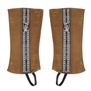 Charro Tobacco Suede Polainas Medium Leather Half Chaps