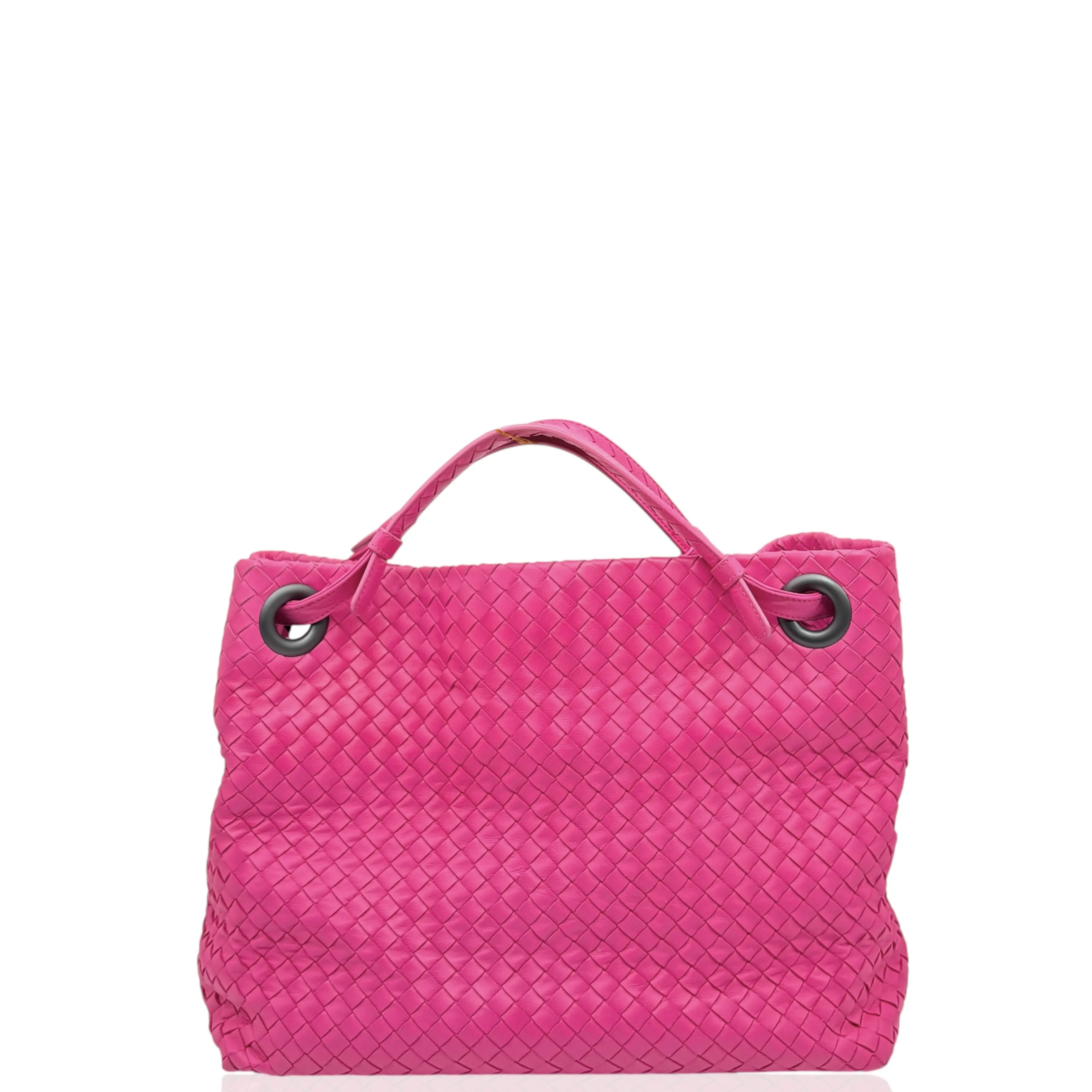 Pre-owned BOTTEGA VENETA Leather tote bags Medium Garda Tote Lambskin Intrecciato Nappa Pink (ym030126e0)