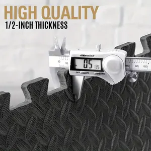 24 piece high-density EVA foam patchwork floor mat set, black - durable gym and home use, yoga, body training protection floor