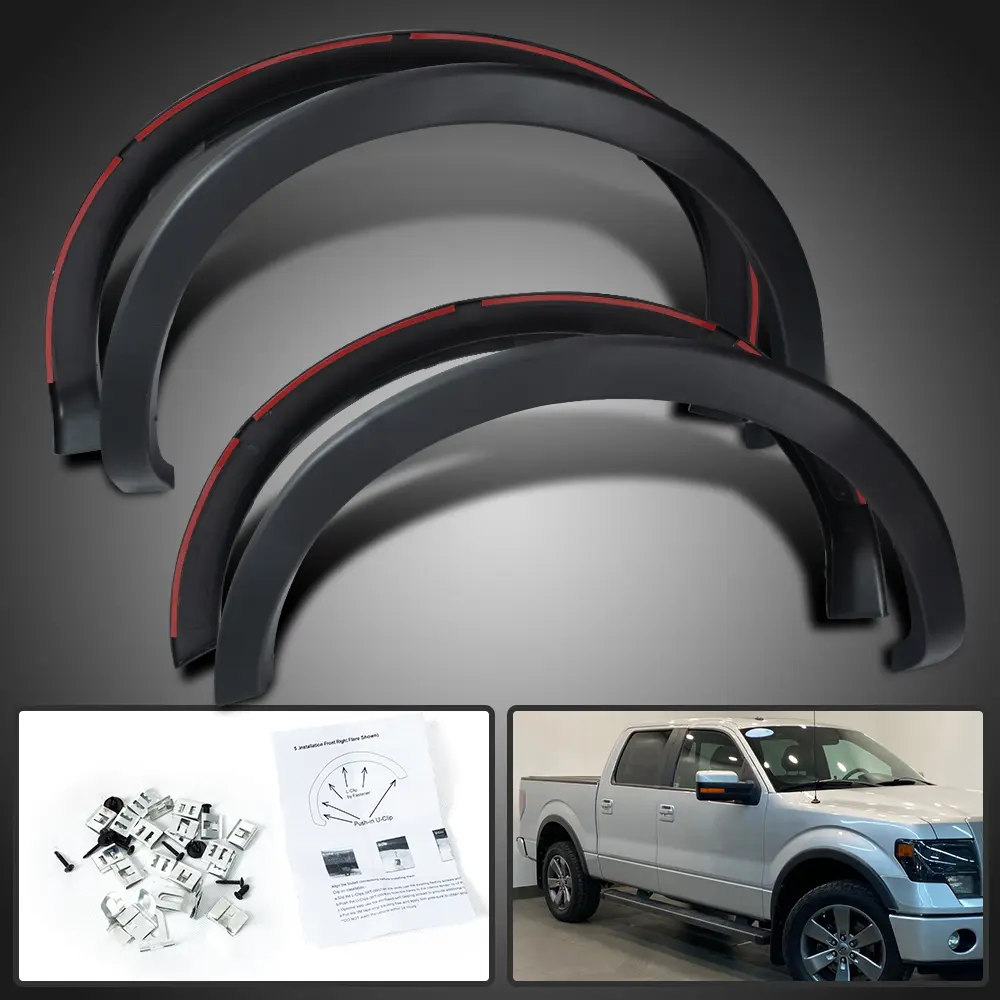 4pcs Factory Style Fender Flares Wheel Protector Fit For 2009-2014 Ford F-150