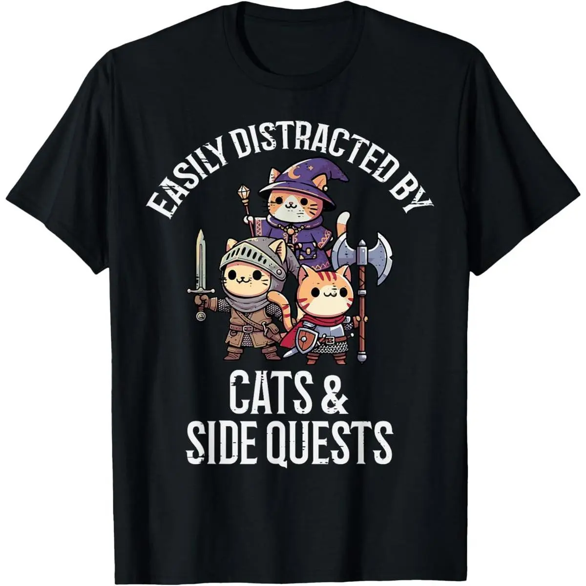 Men's Funny Graphic T-Shirt with Gamer Cat Cartoon Print, Casual  Short Sleeve Top for Daily Wear, Cartoon Print Tee, Graphic Print Tee