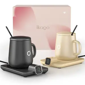 Ikago Smart Coffee Warmer Set of 2 - Best Gifts for Mom, Dad & Coffee Lovers | Perfect for Mother's Day, Father's Day, Christmas, Birthdays | Includes Two 15oz Ceramic Mugs, Real-Time Temp Control & Energy Efficiency